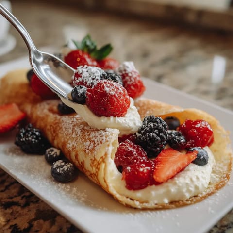 Na tabeli stoi pyszne naleśniki z różnymi dodatkami.