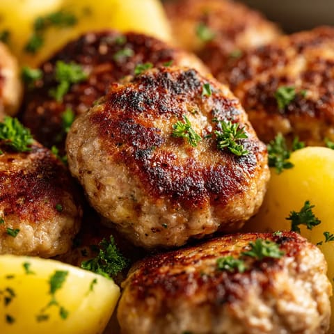 W obrazie przedstawione są gotowane kotelety mielone.