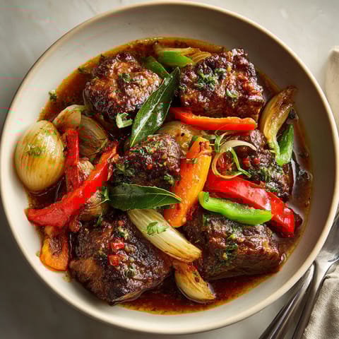 A bowl of meat and vegetables.