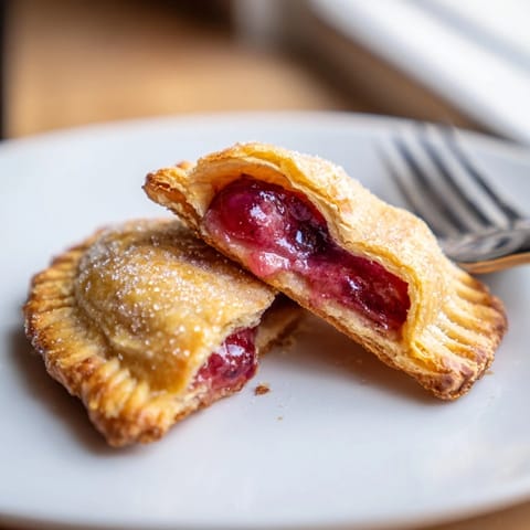 Ręcznie robione empanady z soczystym kompotem śliwkowym, idealne na popołudniową przekąskę.  