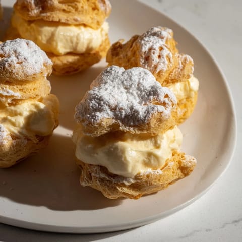 Homemade Karpatka, a Polish custard cake, dusted with powdered sugar, ready to be enjoyed.