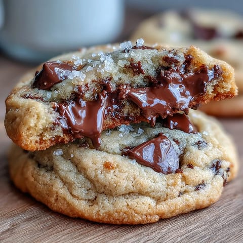Soczyście wyglądające ciasteczka Tahini-Chocolate Chip Cookies ułożone na stylowej desce z widocznymi ziarnami sezamu.