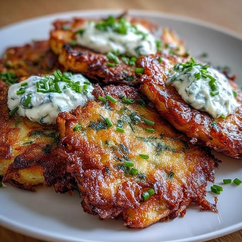 Złociste Smashed Potato & Herb Fritters z chrupiącą skórką, bite-sized i gotowe do zanurzenia w kwaśnej śmietanie.