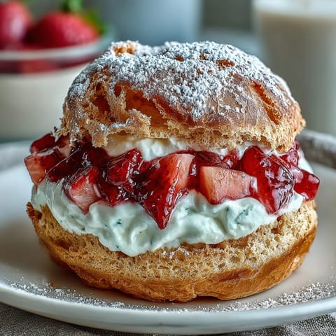 Walentynkowe pufy truskawkowe krem