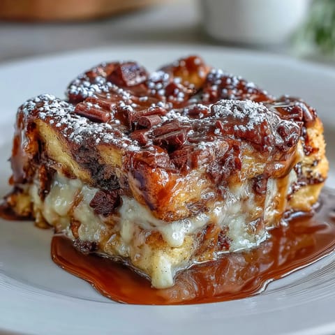 Czekoladowe croissant pudding chleb