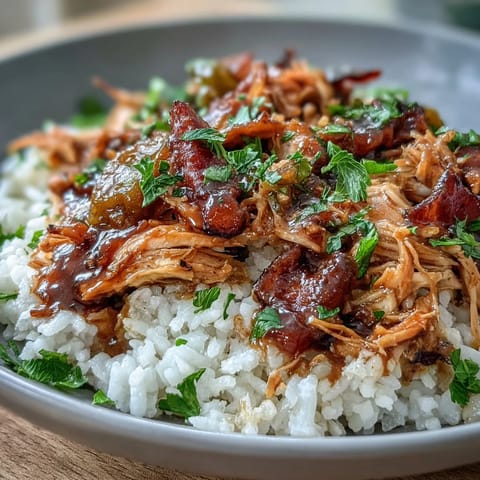 2. Flavorful Mississippi chicken served in rice bowls, topped with pepperoncini and buttery au jus gravy for a comforting meal prep dinner.  