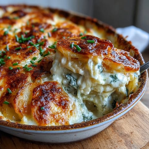 1. Creamy au gratin potatoes with golden, bubbly cheese and tender potato layers baked in a rich cream sauce.