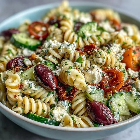 Grecka sałatka makaron oliwki feta