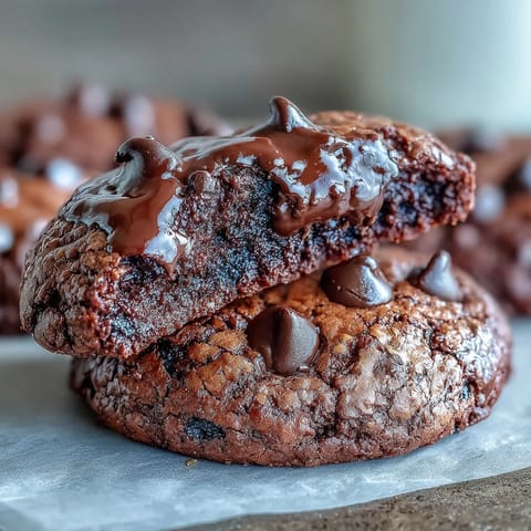 Pyszne, chrupiące ciasteczka czekoladowe z mieszanki do brownie z bogatymi kawałkami czekolady.