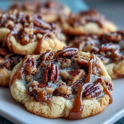 Ciastka z masłem orzechowym i karmelem - złote ciasteczka z prażonym orzeszkami włoskimi i karmelowym wirówką  