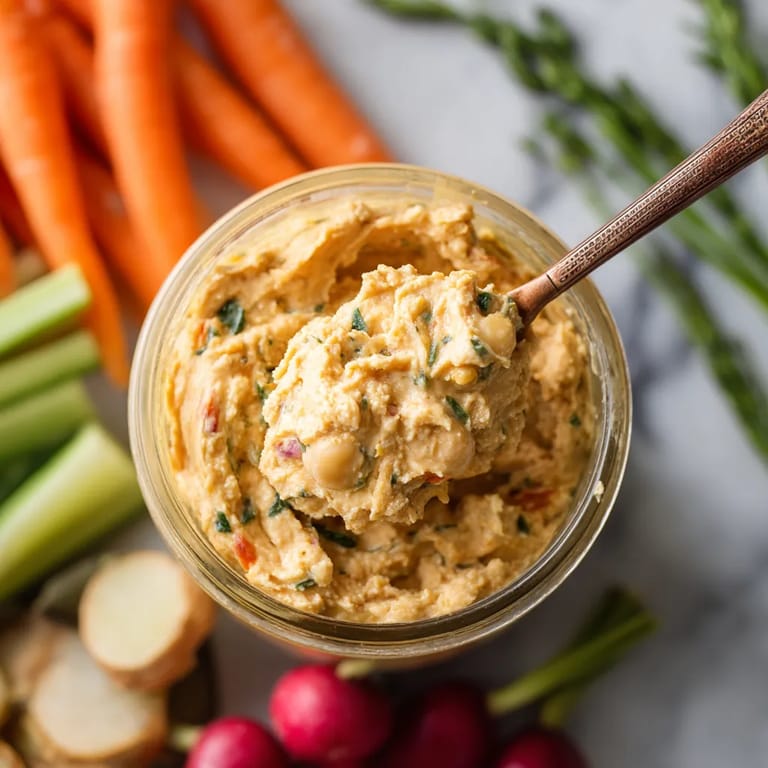 Na tabeli stoi butelka polskiego sosu z chickpeas, który zawiera wiele składników, w tym wiele carrotów.