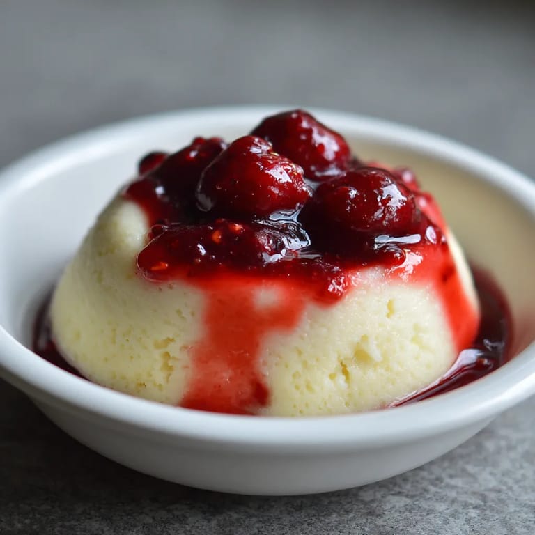 W misce złożonej z serwatki i kremu znajduje się puding z serem, który jest pokryty cieście z jabłkami.