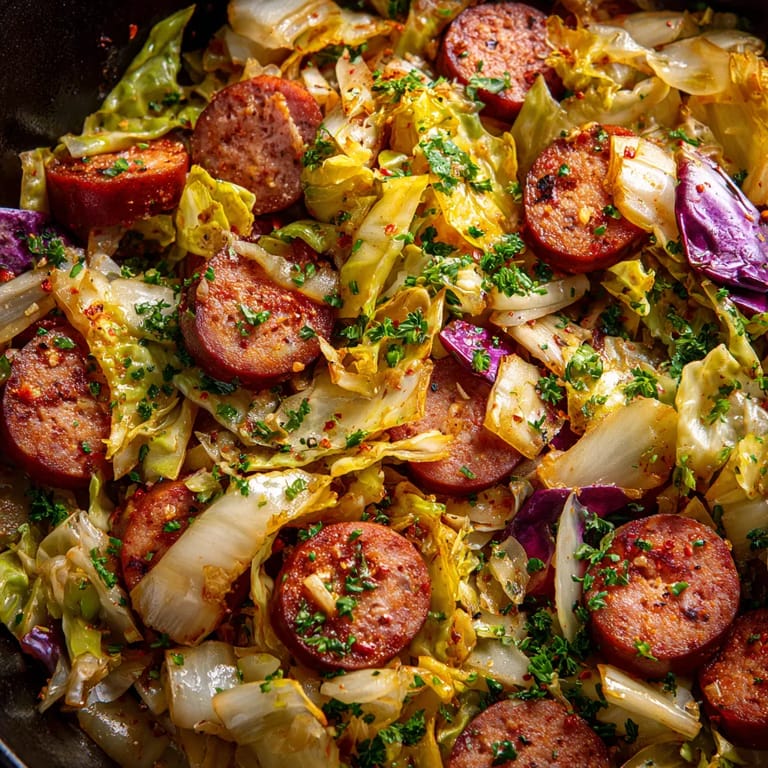 W poêlée z Kielbasą i chou, w której znajdują się również warzywa, sałatka i pieczarki.