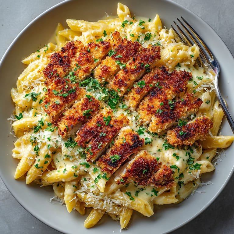 A plate of food with chicken and pasta.