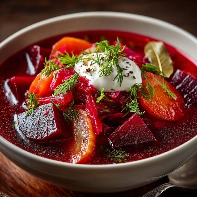 Homemade Simple Red Beet Soup recipe, a bright, tangy and earthy Polish delight.