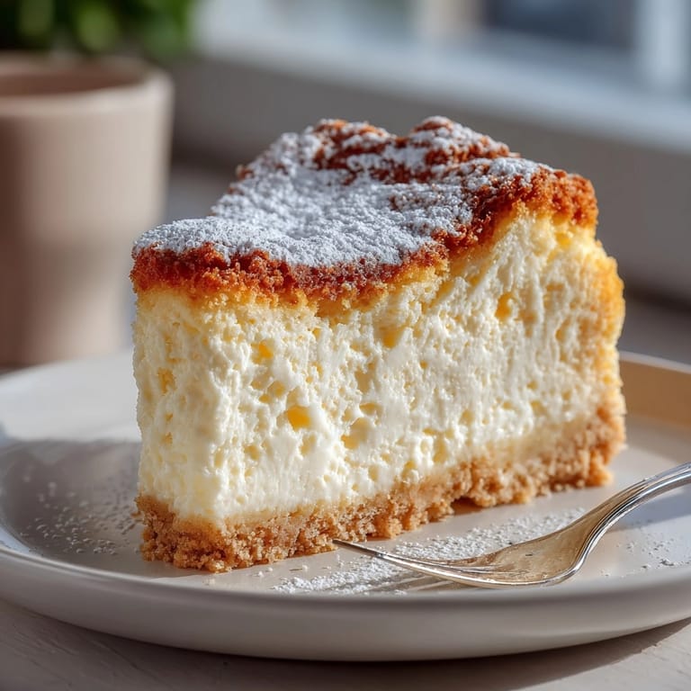 Złocisty sernik polski z kremowym nadzieniem, perfekcyjny do popołudniowej kawy z przyjaciółmi.