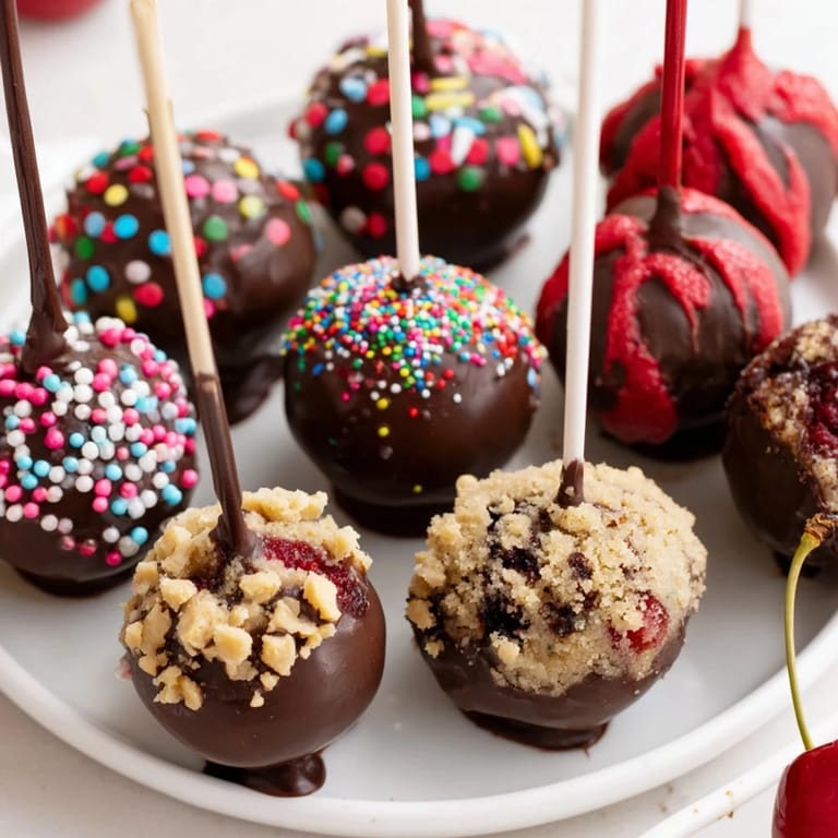 Łatwy przepis na Cherry Babka Chaos Cake Pops, doskonały na letnie przyjęcia.