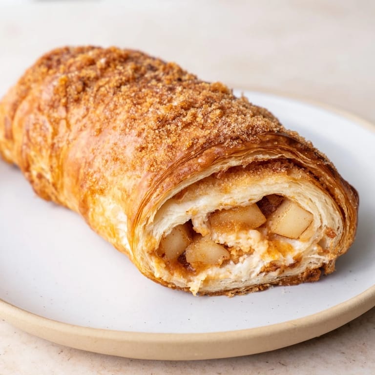 Złote, puszyste rolki z jabłkami i serem, doskonałe na przyjęcia domowe.