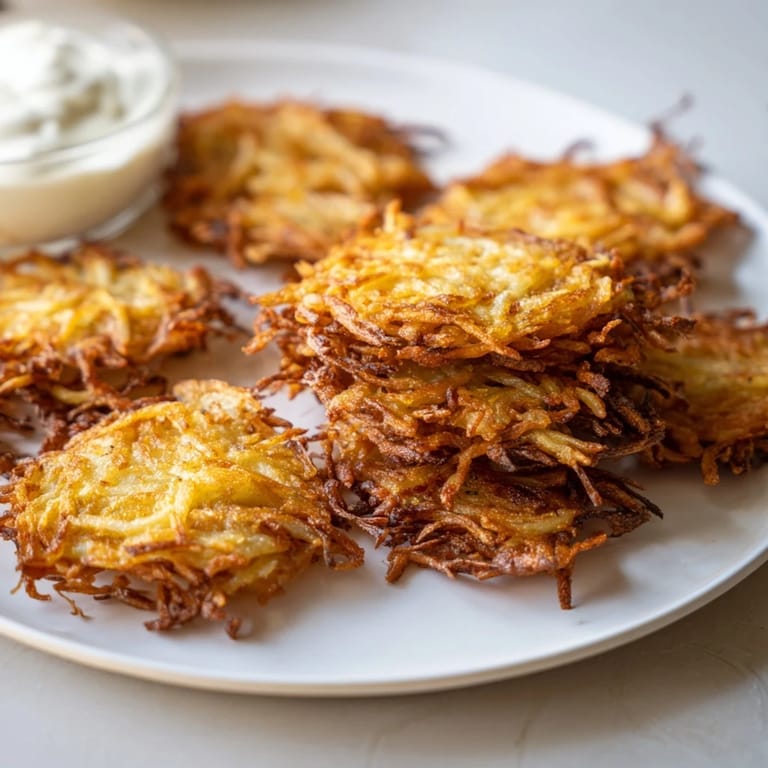 Pyszne placki ziemniaczane w kształcie dippers, serwowane z kwaśną śmietaną.  