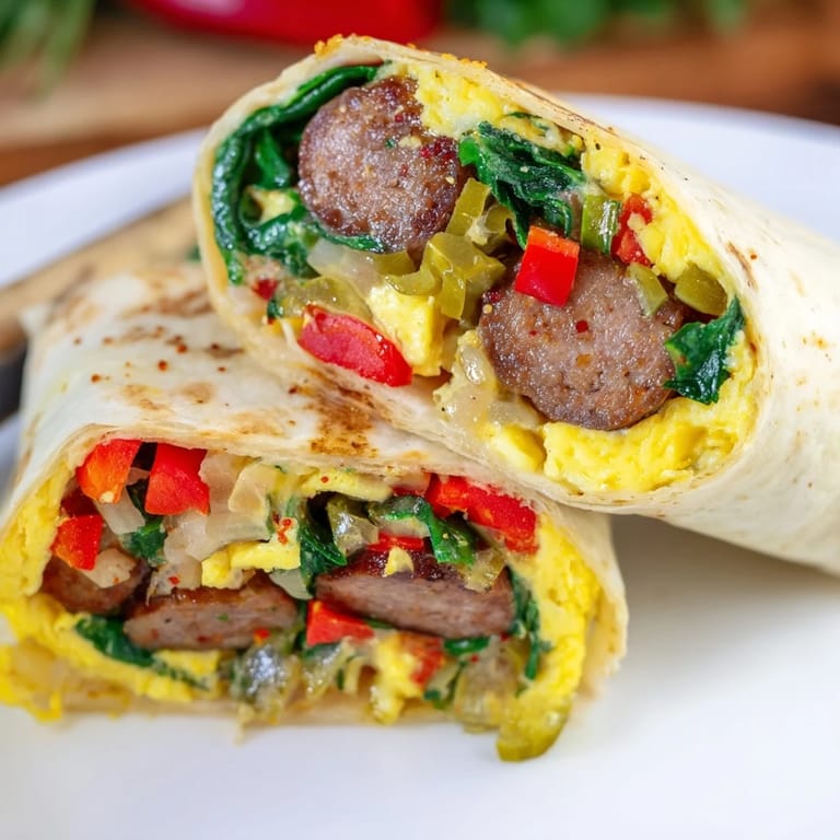 Apetyczne wrapy śniadaniowe z polskim akcentem, pełne jajek i kiełbasy