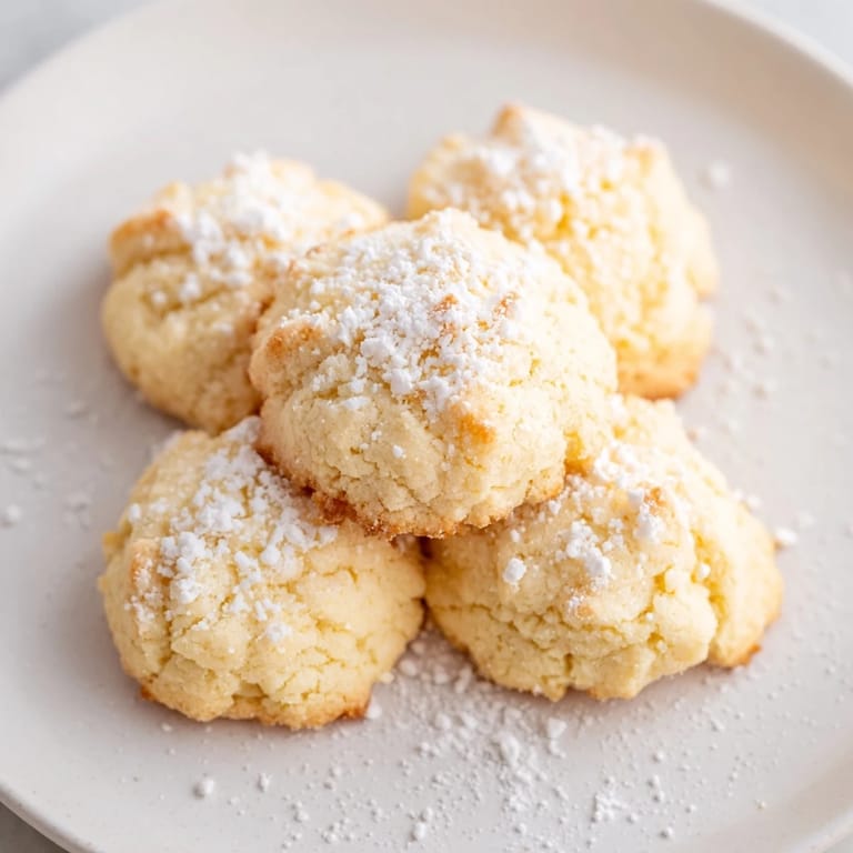 Słodkie polskie ciastka maślane, pięknie posypane cukrem pudrem dla zachwycenia.