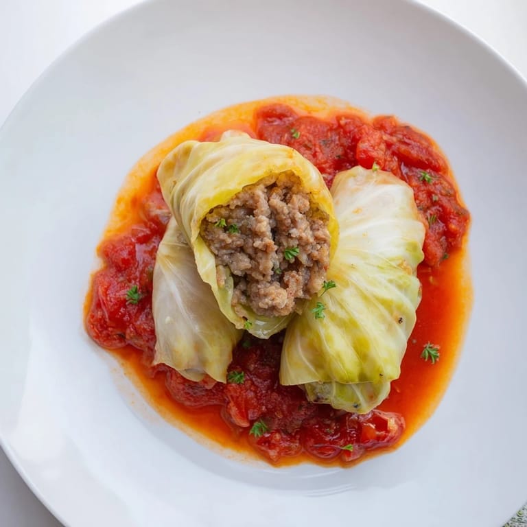 Apetyczne mini gołąbki, pełne mięsnego nadzienia w bogatym sosie pomidorowym Rococo.