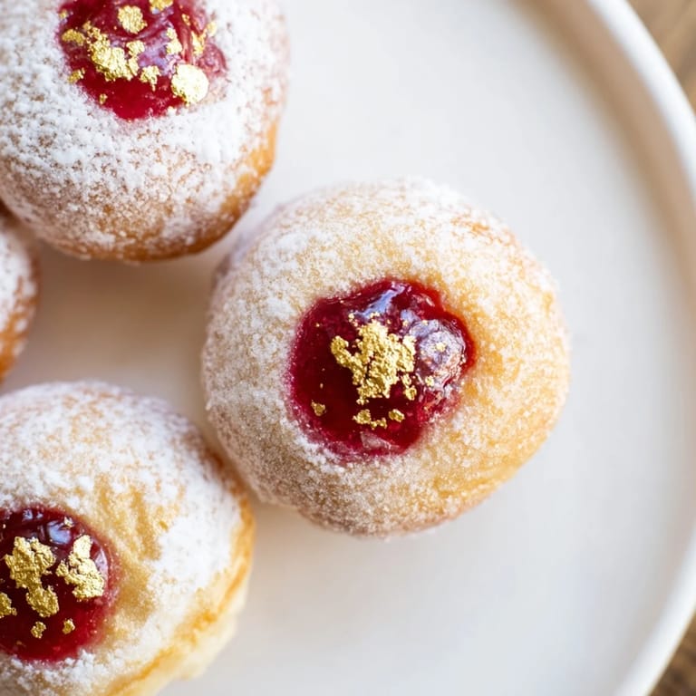 Golden-dusted mini Cherry Pączki, a Polish treat showcasing the delicate cherry filling's sweetness.