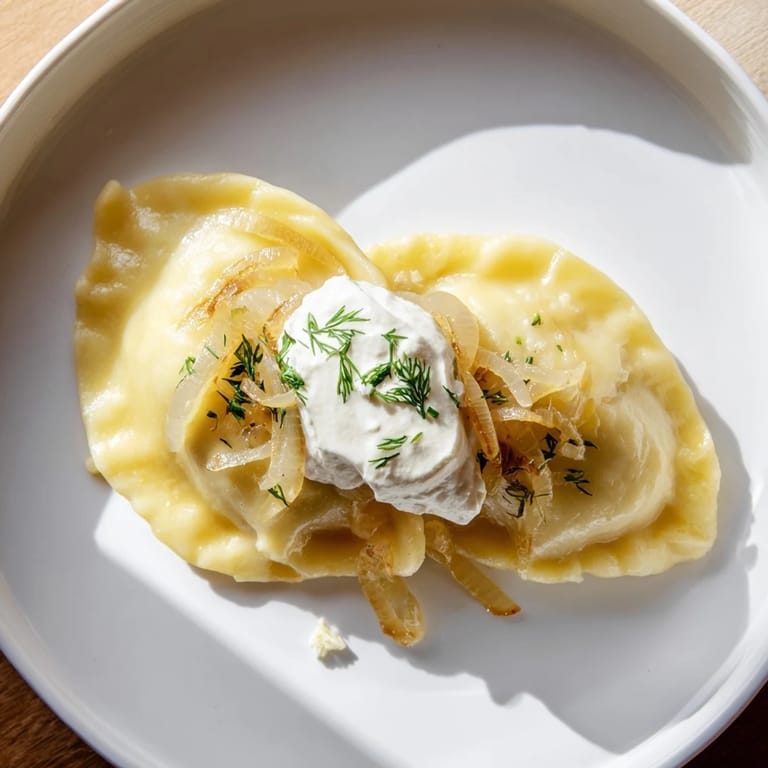 Steaming Authentic Potato and Cheese Pierogi Ruskie, a classic Polish comfort food brimming with flavor.
