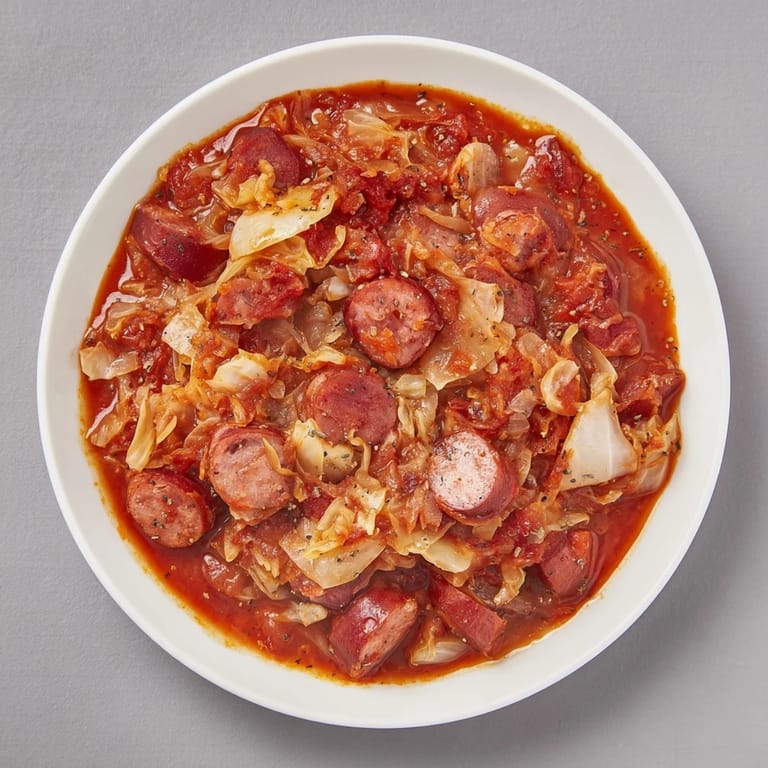Quick BigosCup in a mug: a hearty Polish stew with smoky sausage and tangy sauerkraut.