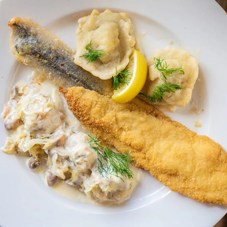 Miniature portions of the traditional Quick Wigilia 12-Dish Sampler Platter, offering a festive Polish feast.