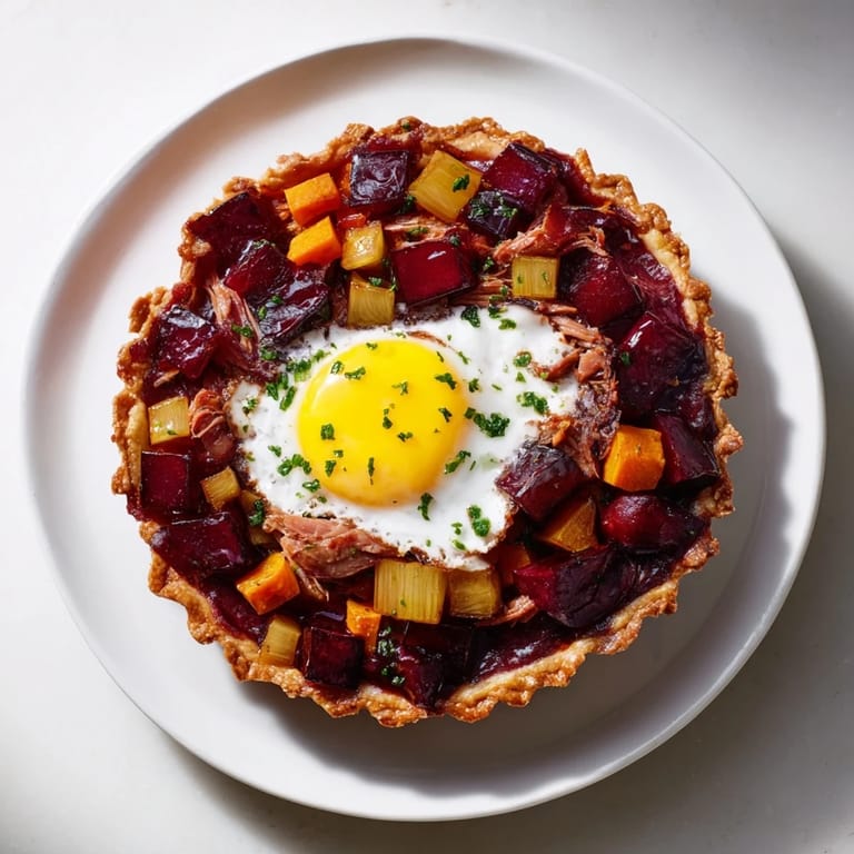 Golden-brown Czarnina Tartlets, a modern Polish dish with flaky pastry and a dark, flavorful sauce.