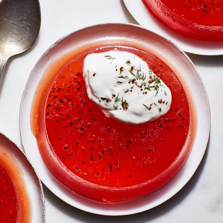 A spoonful of the shimmering, flavorful Simplified Barszcz Spiced Jelly, a delicious Polish appetizer.