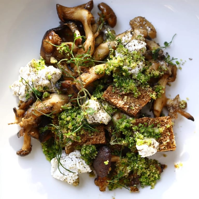 Golden mushrooms and herbed breadcrumbs on a Savory Platter, ready for sharing with friends.