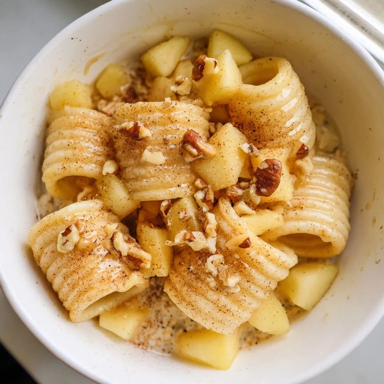 Pyszna owsianka w stylu Apple Pie, z ciepłymi jabłkami i przyprawami, dająca pyszny, domowy smak.