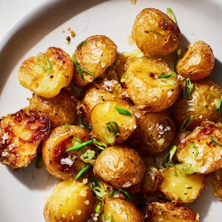 Świeżo upieczone Smashed Green Onion Potato Bombs z chrupiącą skórką — idealna, wegetariańska przystawka.