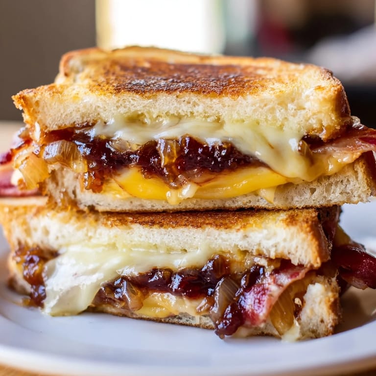 Smoky homemade bacon jam coats the cheese inside this irresistible Bacon Jam Grilled Cheese sandwich.