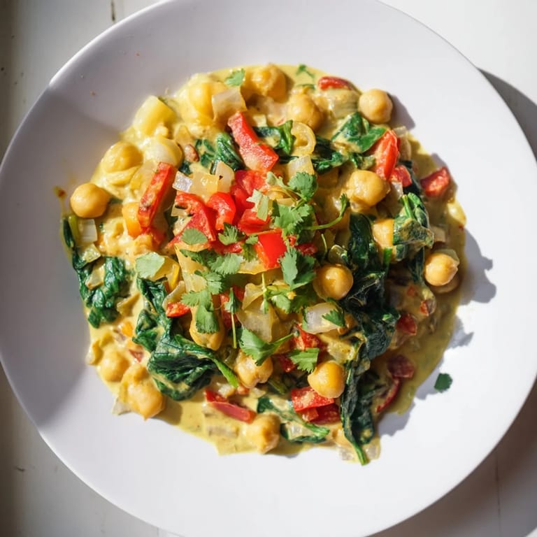 Fragrant Chickpea Curry simmers with warming spices and vegetables in a single pot for an easy meal.