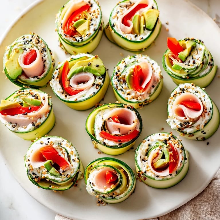 These refreshing cucumber roll-ups offer a low-carb, keto-friendly snack appearance with flavorful ingredients.