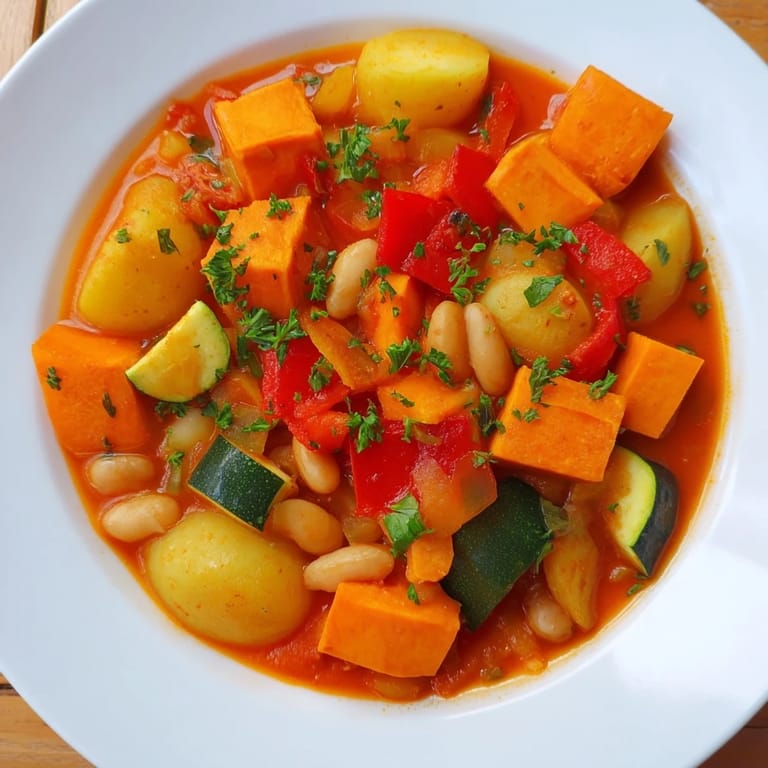 This warm Hearty Vegan Sweet Potato Stew is perfect, flavorful, and filled with hearty ingredients.