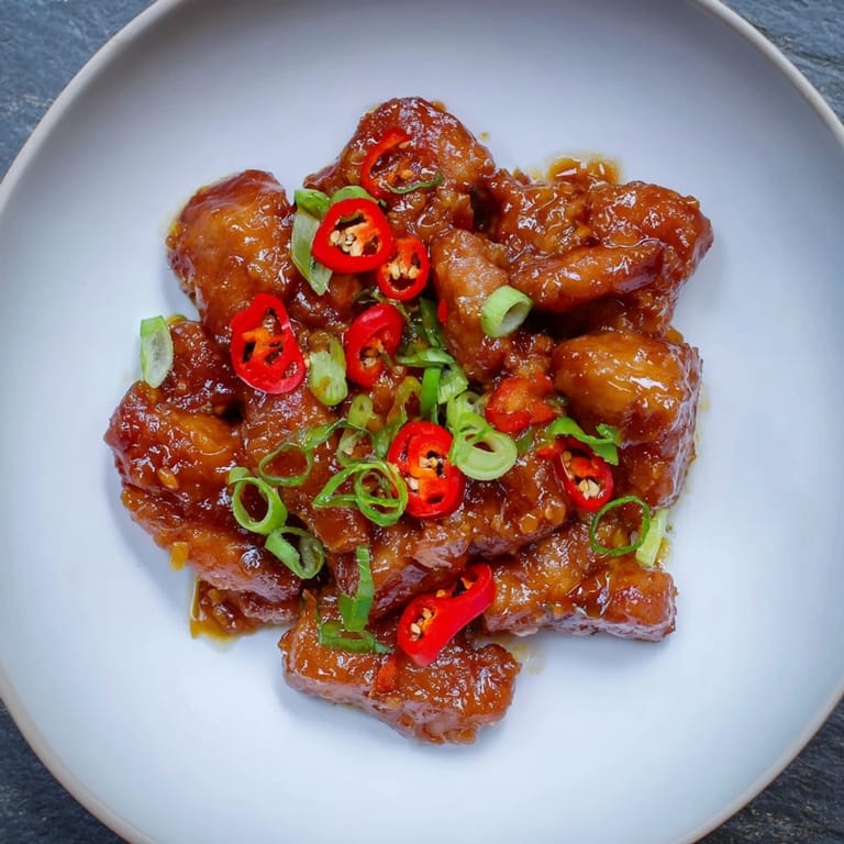A close-up of savory Vietnamese Caramel Chicken coated in a rich, sticky caramel sauce.