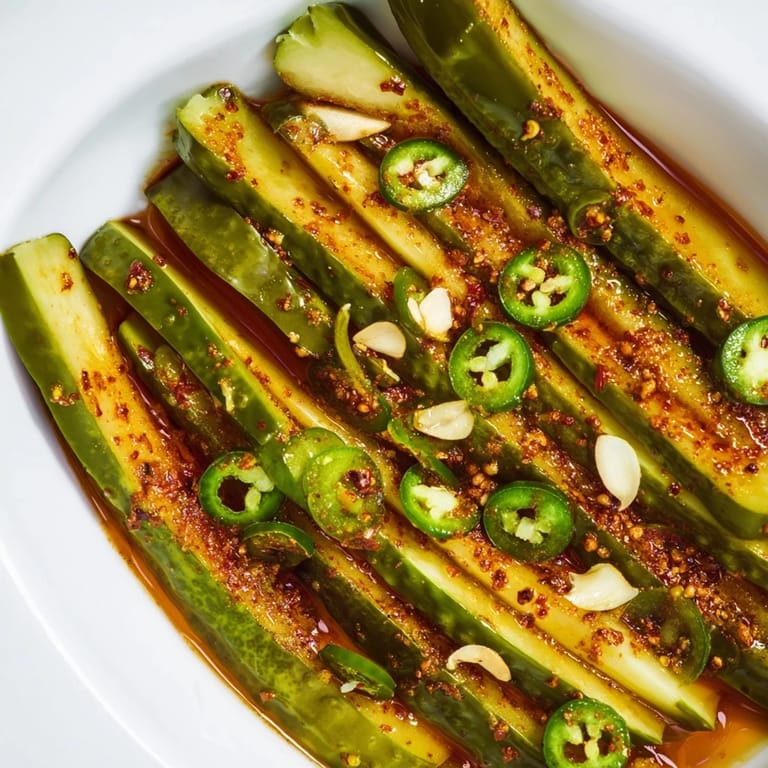 Close-up of vibrant taco pickles showing crisp texture and seasonings, perfect for a spicy side.