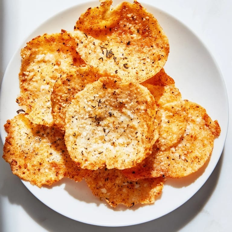 Pyszne chipsy z twarogu w piekarniku, obok miski z dipem, doskonała, wysokobiałkowa przekąska.