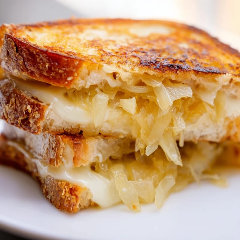 Golden, melted Gruyère oozes from this Caramelized Onion & Gruyère Grilled Cheese sandwich.