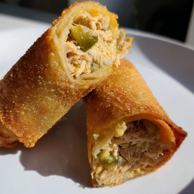 Golden-fried Mini Chicken Chimis with Jalapeño Cream Cheese are stacked on a plate, garnished with chopped cilantro and diced jalapeños.