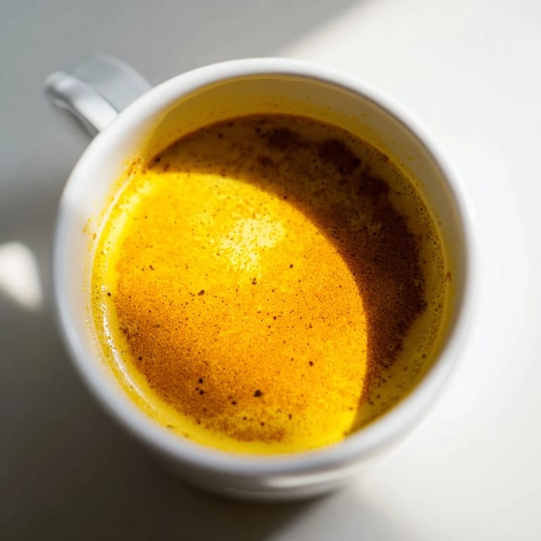 Pouring steaming turmeric ginger golden milk into a clear glass, showing the vibrant yellow color and aromatic spice swirls for a healthy beverage.
