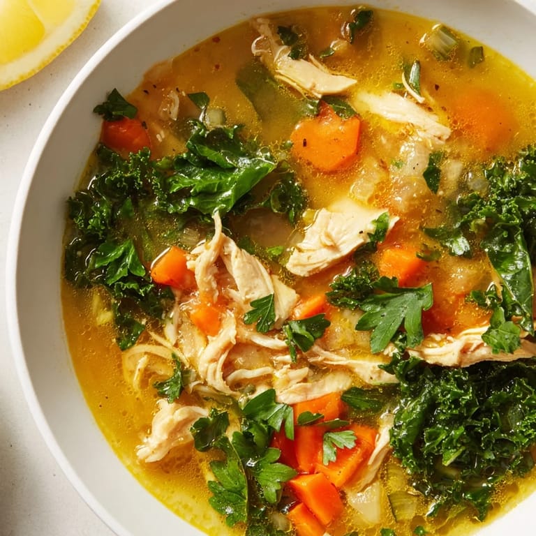 Podana z kawałkami kurczaka, jasna, aromatyczna i pełna białka.  