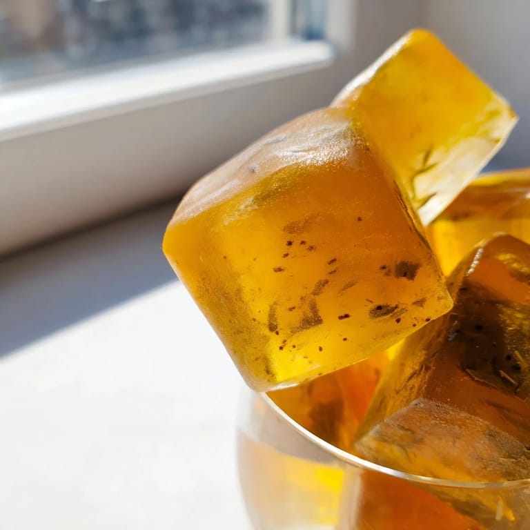 Bright, jewel-toned Lemon Ginger Turmeric Wellness Cubes ideal for blending into smoothies or sipping as shots.