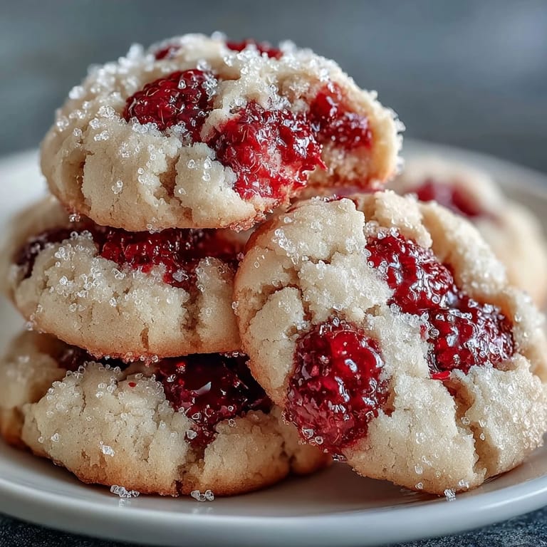 Ręcznie wałkowane malinowe cukrowe ciasteczka z lśniącą posypką na pergaminie prosto z piekarnika.