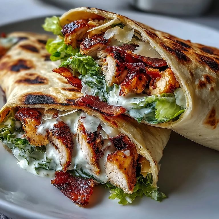 Golden-brown grilled chicken strips nestled in a garlicky naan wrap with Caesar salad and Parmesan.