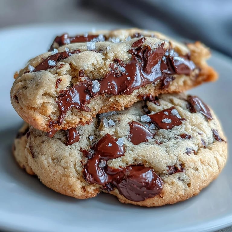Pyszne ciasteczka Tahini-Chocolate Chip Cookies z kawałkami gorzkiej czekolady na blaszce tuż po upieczeniu.